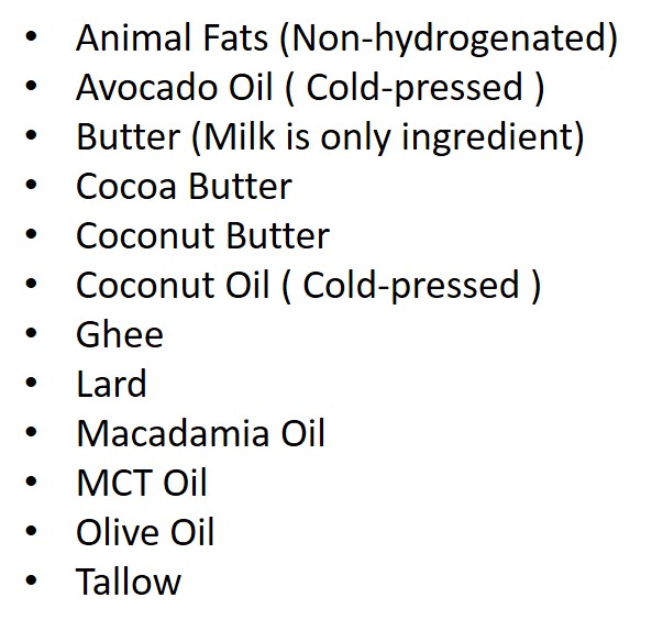 Types of Fats allowed on Ketogenic Diet