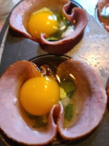 Ham and egg cups ready for the oven